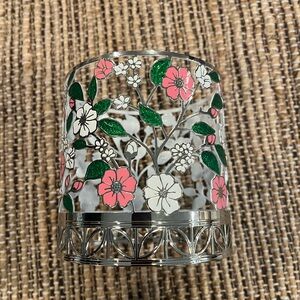Bath & Body Works Floral Candle Holder - Pink, Green, Silver
